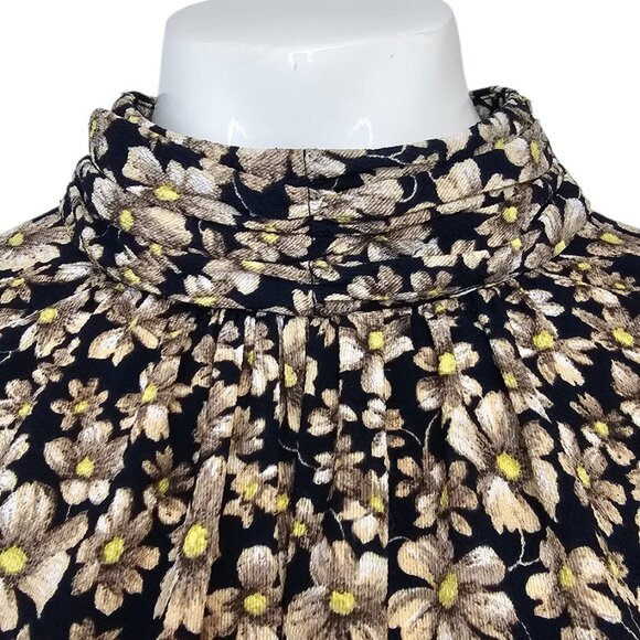 Rebecca Taylor La Vie Womens Giselle Mock Neck Floral Blouse Size Medium - Picture 8 of 9